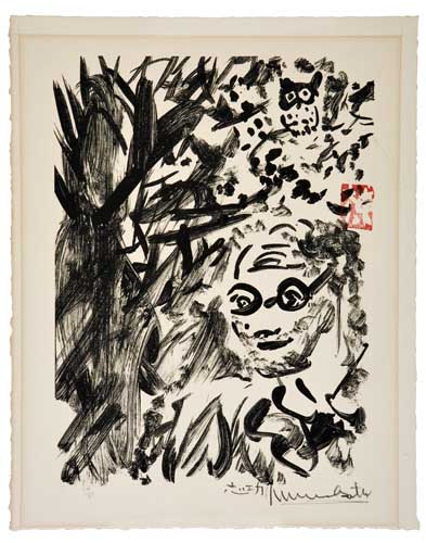 Appraisal: SHIKO MUNAKATA Self Portrait with Trees and Owl Lithograph circa