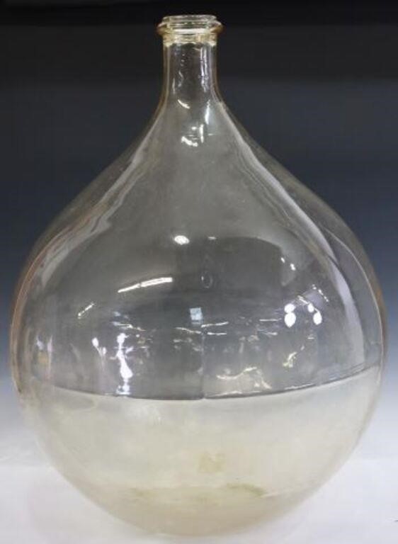 Appraisal: French glass carboy or demijohn bottle slim tapered neck over