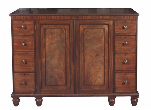 Appraisal: A LATE GEORGIAN MAHOGANY SIDE CABINET the interior fitted four