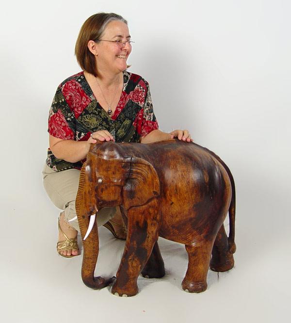 Appraisal: LARGE WOOD ELEPHANT '' h x '' x '' lbs