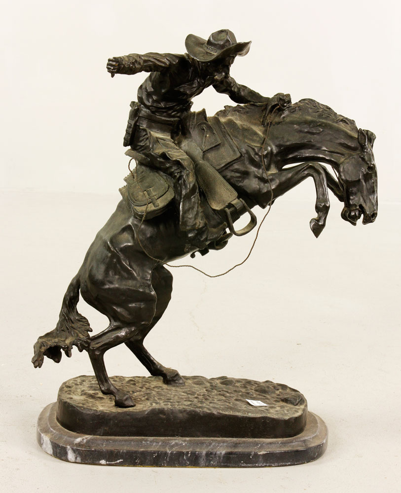 Appraisal: - Remington Bronze Frederic Remington man on bucking horse bronze