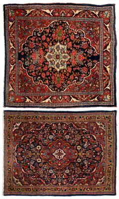 Appraisal: Two mats one Bijar with red flowers in on dark