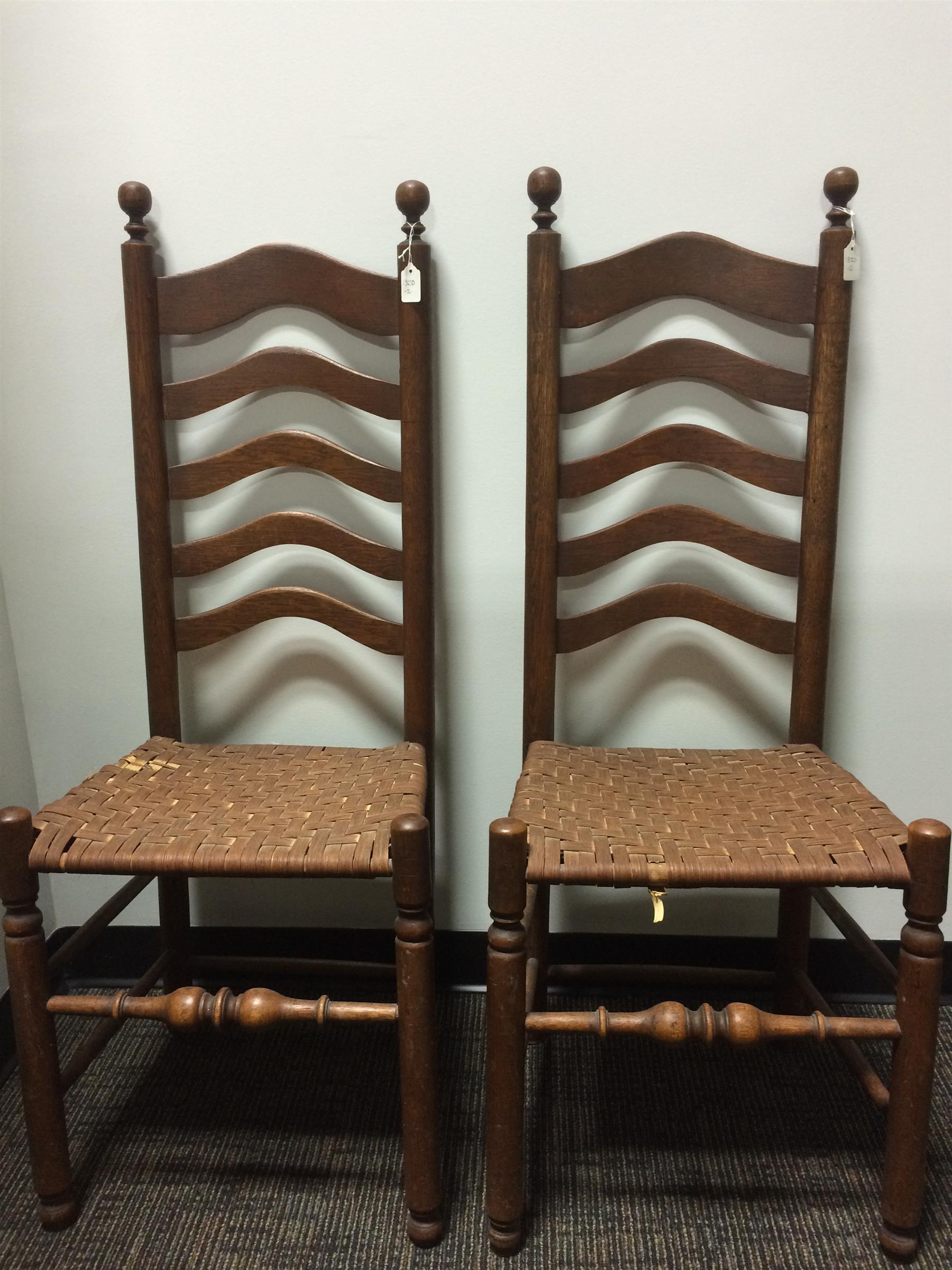 Appraisal: TWO LADDER BACK CHAIRS WITH SPLINT SEATS American st half-