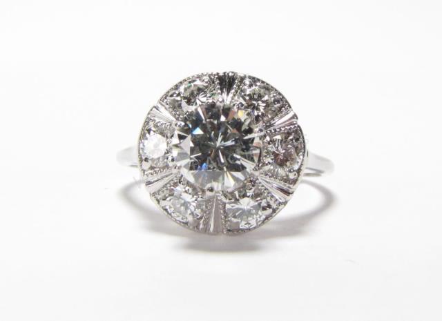 Appraisal: A K white gold vintage ring with raised mounted ct