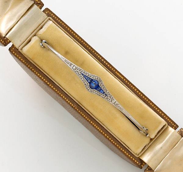 Appraisal: An art deco sapphire and diamond bangle bracelet circa with