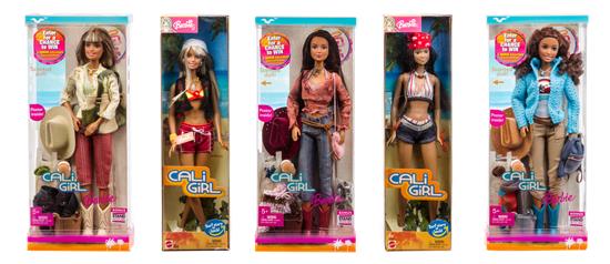 Appraisal: Sale Lot Five Cali Girl Barbies model h g g