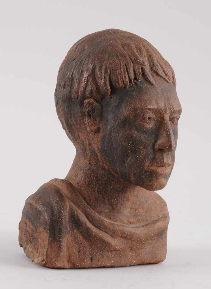 Appraisal: TERRACOTTA BUST OF A ROMAN PATRICIAN The head turned toward