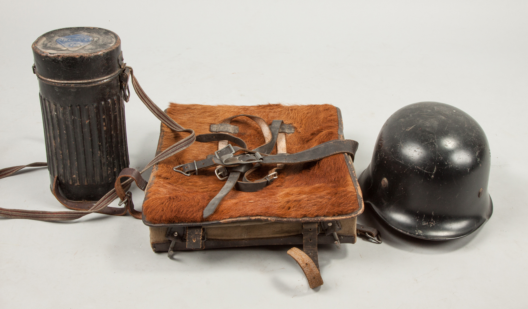 Appraisal: WWI Soldier's Backpack Gas Mask Helmet