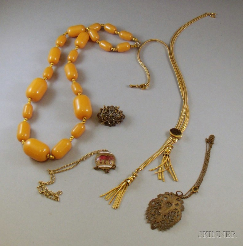 Appraisal: Small Group of Costume Jewelry including a Bakelite beaded necklace