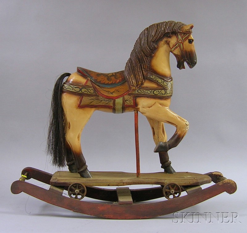 Appraisal: Reproduction Carved and Paint Decorated Wood Riding Rocking Horse