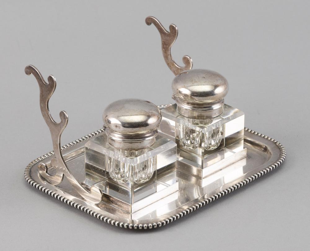 Appraisal: STERLING SILVER INKSTAND EARLY TO MID- TH CENTURY APPROX TROY