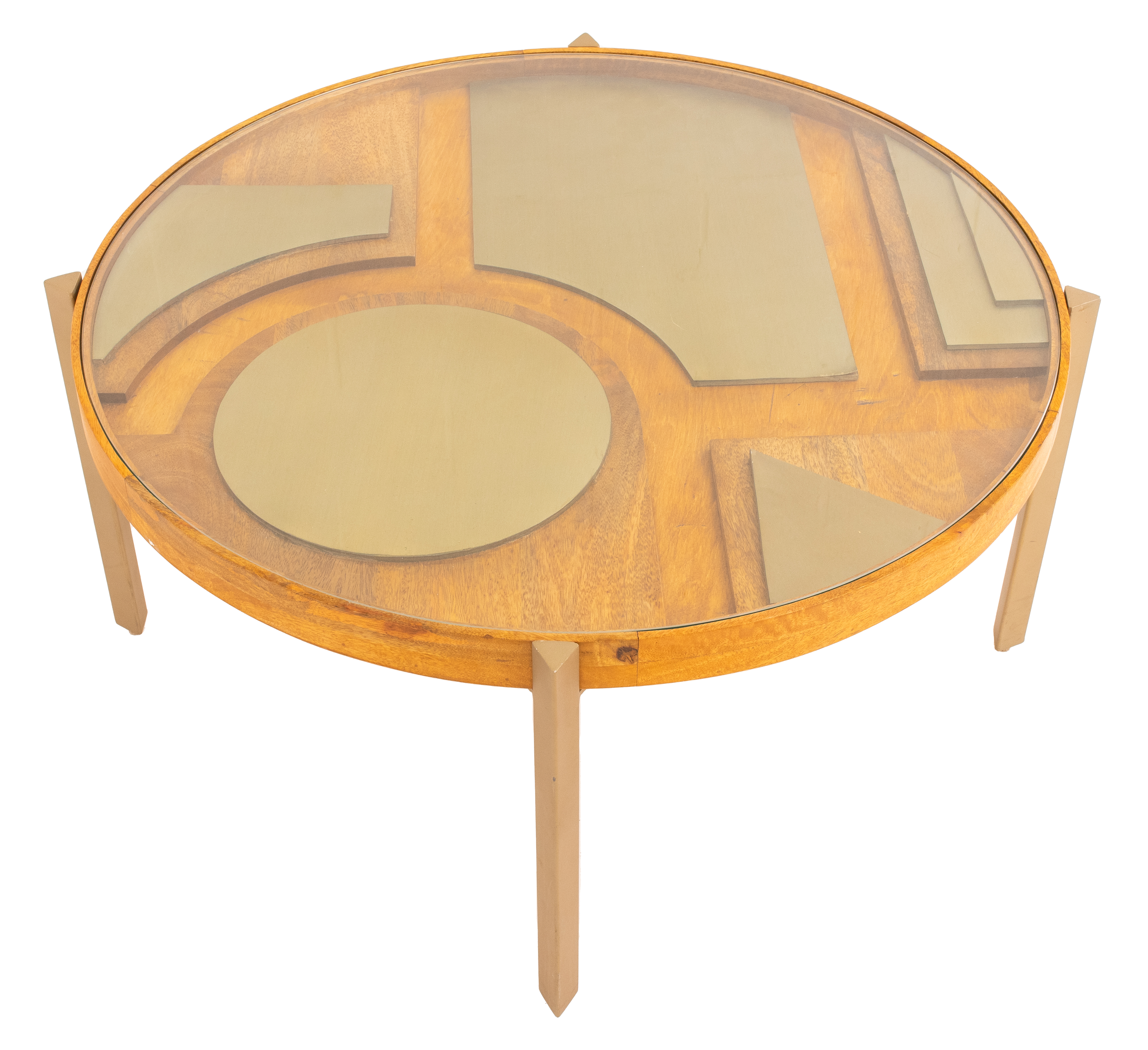 Appraisal: MODERN LAYERED ROUND COFFEE TABLE Modern minimalist coffee table with