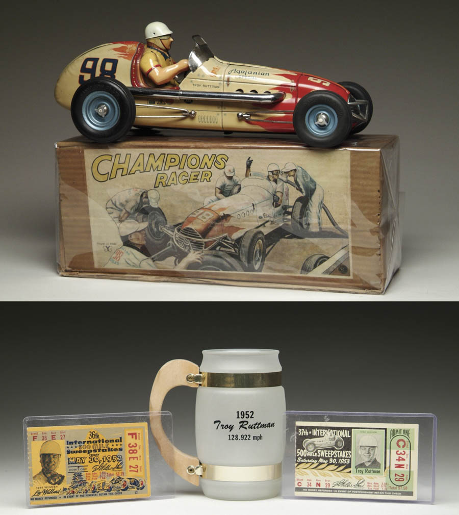 Appraisal: AGAJANIAN RACER W OB TICKETS AND MUG A rare racer