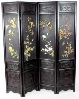 Appraisal: Four Panel Chinese Republic Period Screen Chinese Republic Period Chinese