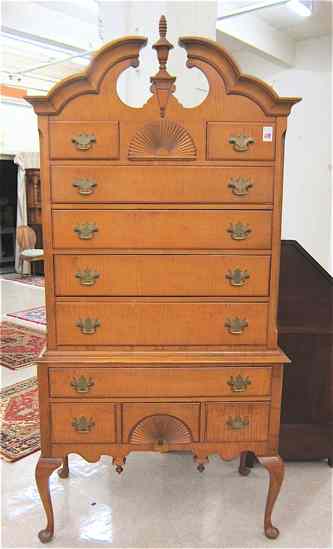 Appraisal: QUEEN ANN STYLE MAPLE HIGHBOY American early th century a