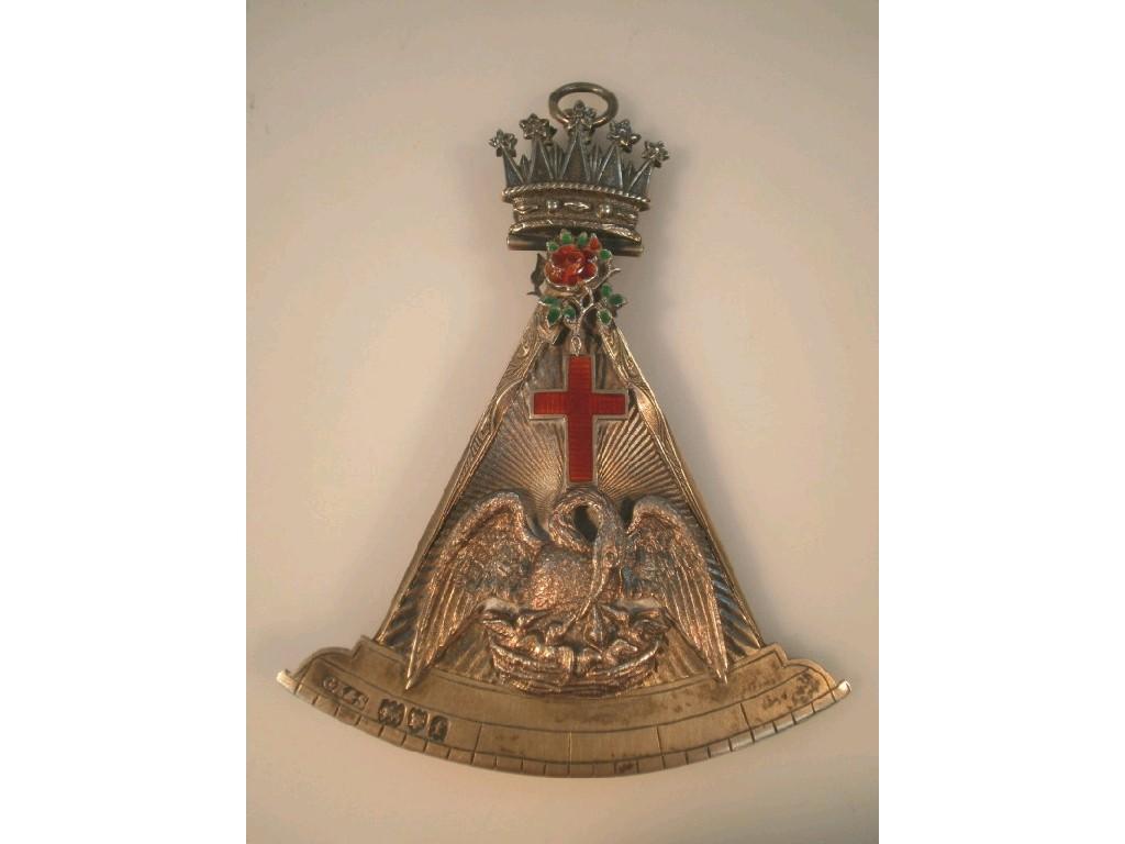 Appraisal: A Masonic jewel Rose Croix silver with red and green