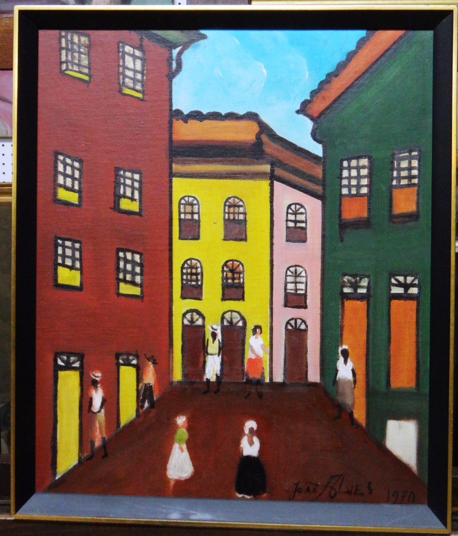 Appraisal: Joao Alves th century Street scene oil on canvas board