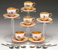 Appraisal: FINE ROYAL WORCESTER DEMITASSE SET WITH FOX HUNT SCENE Each