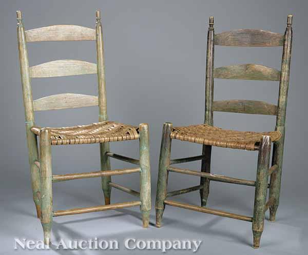 Appraisal: Two Pairs of American Ladderback Side Chairs early th c