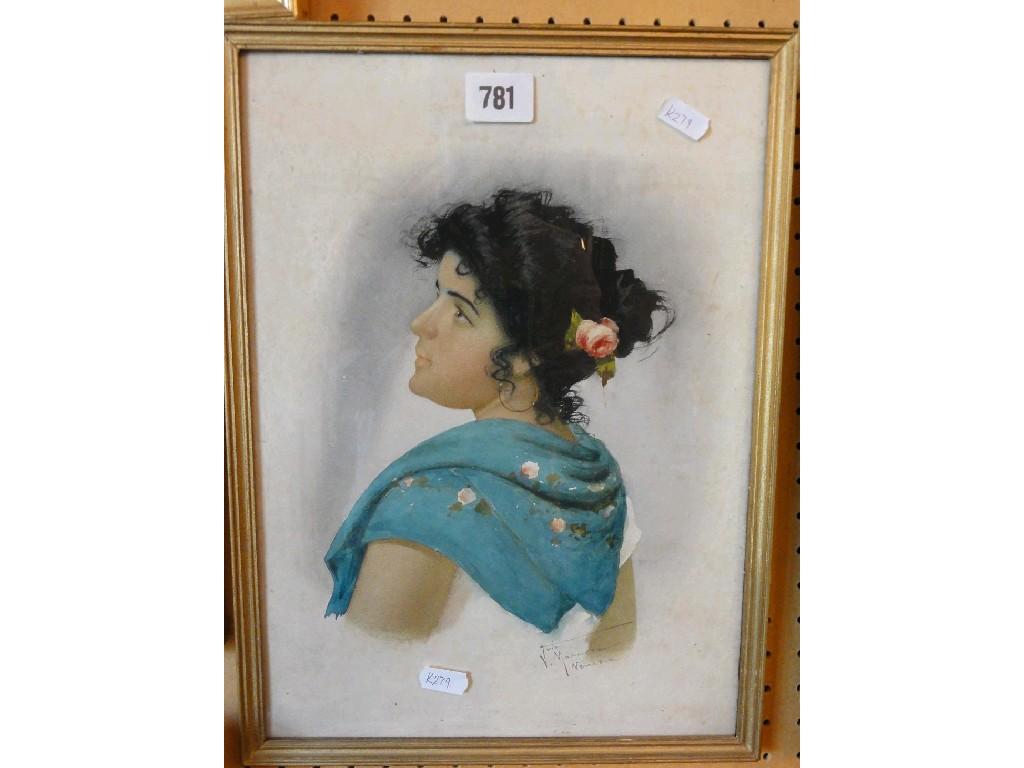 Appraisal: A late th century watercolour study of a bust length