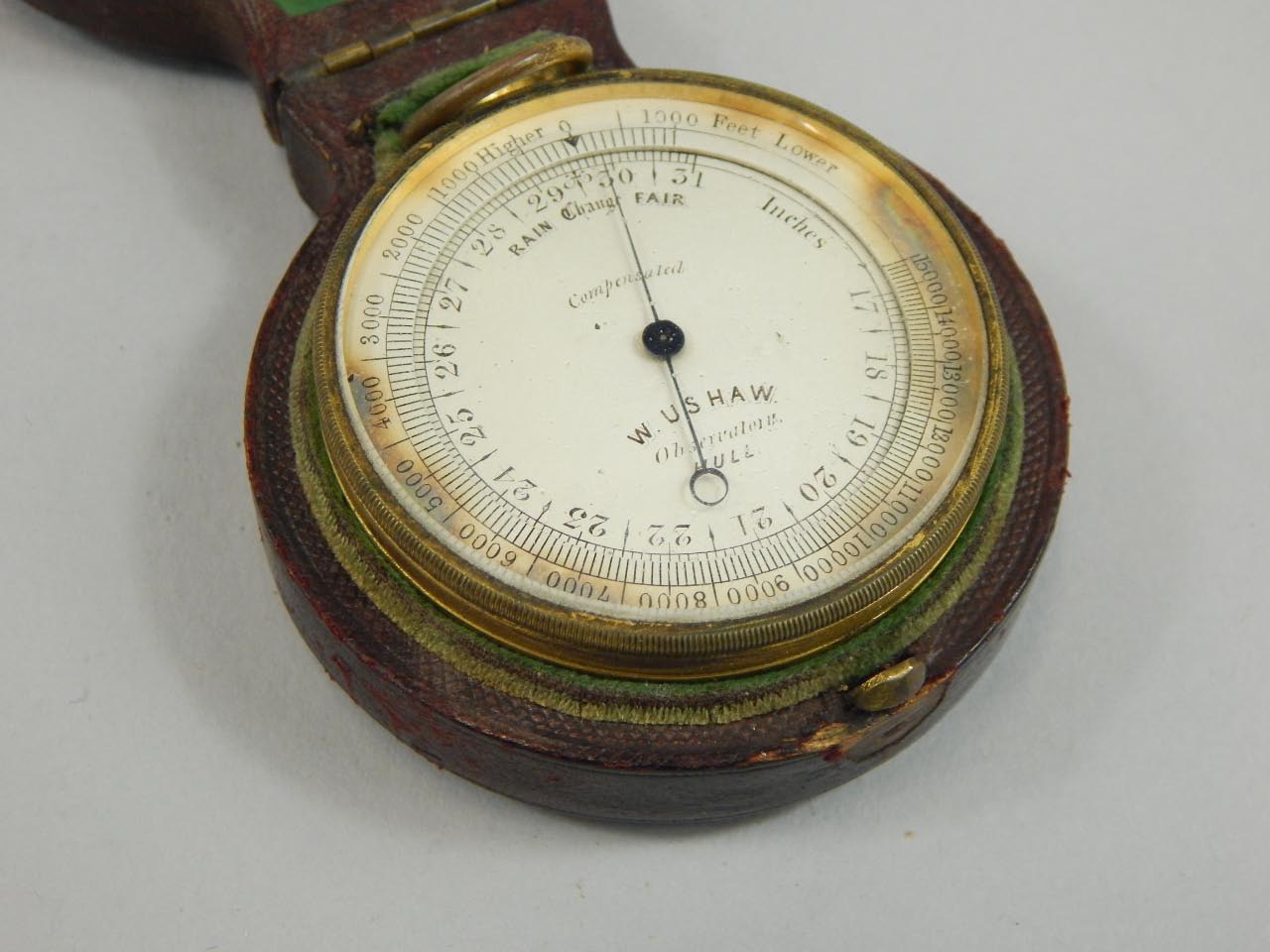 Appraisal: An early thC pocket barometer the cm diameter dial marked