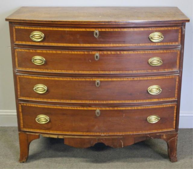 Appraisal: Antique Mahogany Banded and Bow Front Chest From a Scarsdale