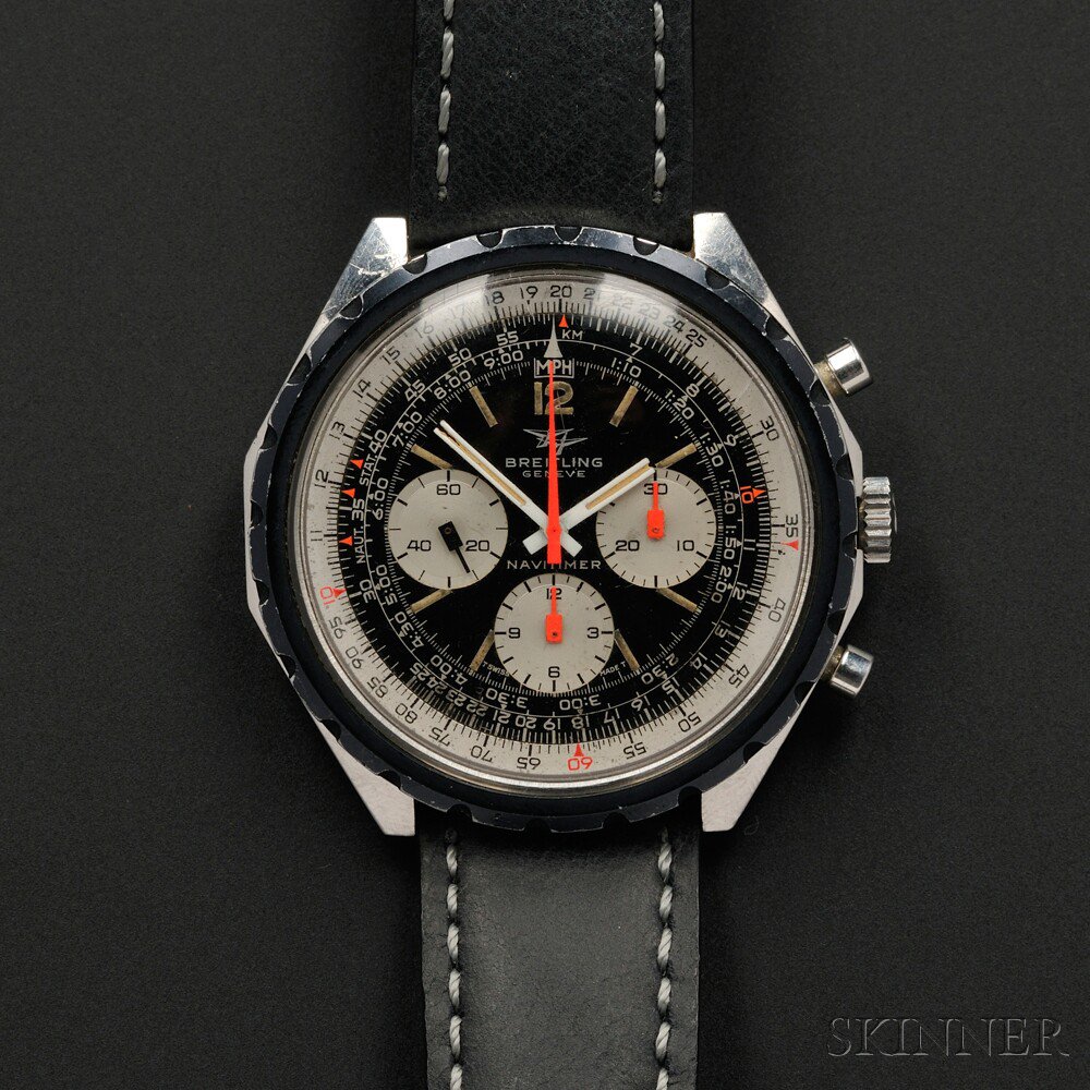 Appraisal: Stainless Steel Navitimer Chronograph Wristwatch Breitling the black dial with