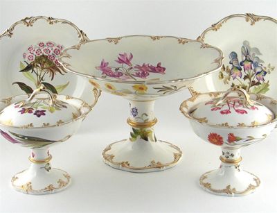 Appraisal: An H R Daniel botanical dessert service each piece painted