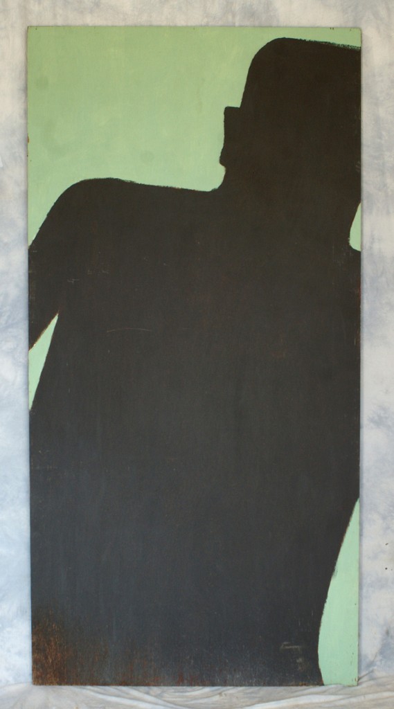 Appraisal: Tom Bostelle American PA - oil on lauan Black silouette