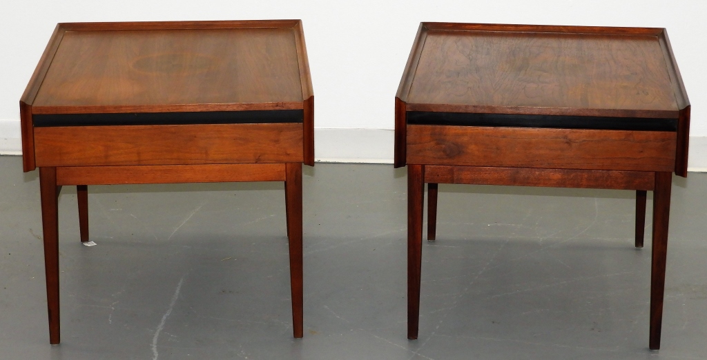 Appraisal: PR DILLINGHAM MCM MODERN WALNUT END TABLES United States Circa