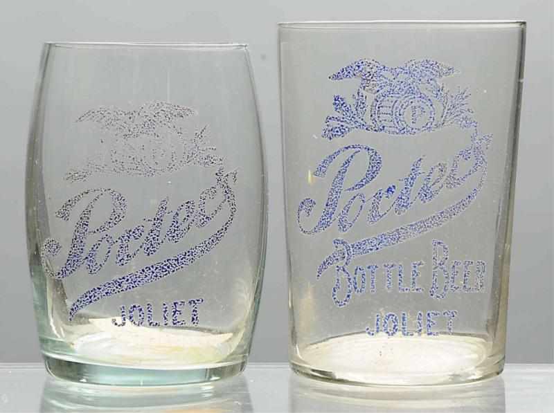 Appraisal: Lot of Porter's Joliet Acid-Etched Glasses Both with blue pebbled