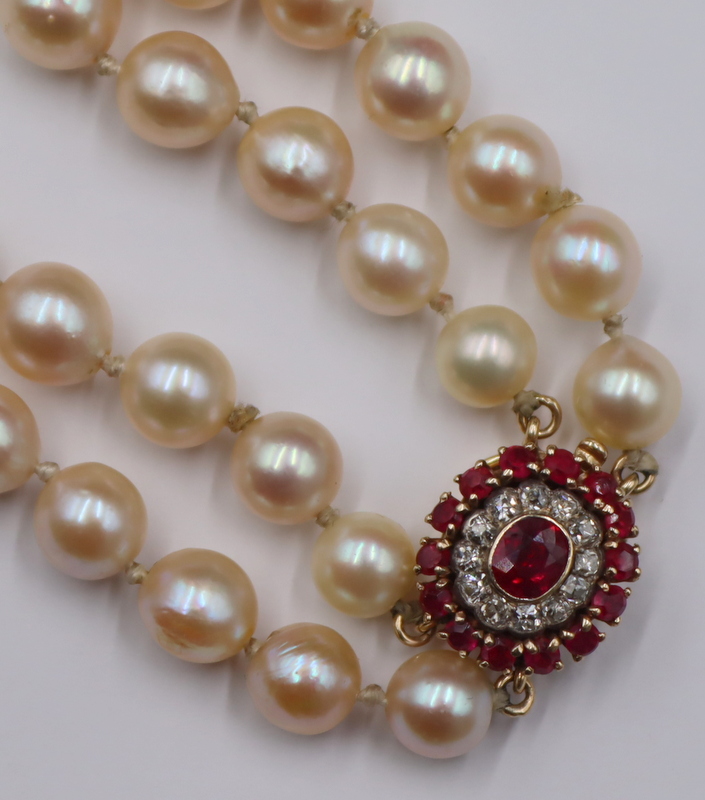 Appraisal: JEWELRY KT GOLD PEARL DIAMOND AND COLORED GEM Necklace Vintage