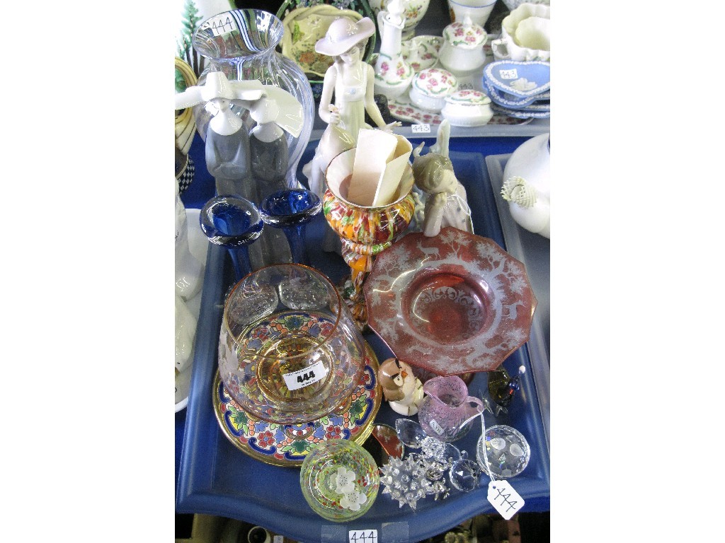 Appraisal: Tray lot of decorative ceramics and glass - Nao figures