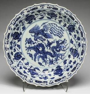 Appraisal: Chinese Ming style dragon and phoenix charger w Chinese Ming