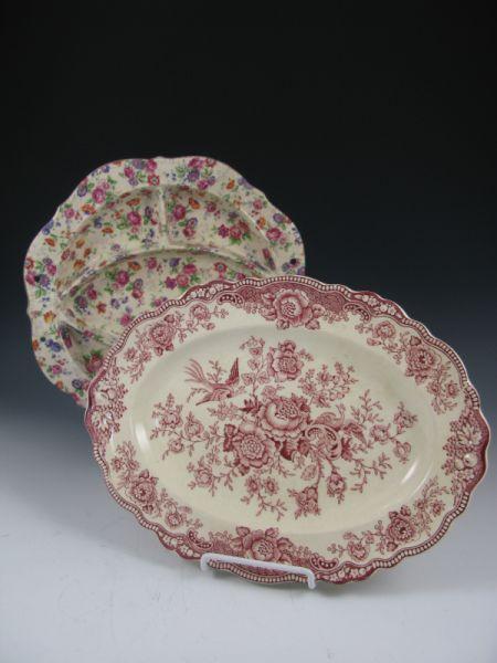 Appraisal: Two Floral China Serving Pieces the first a chintzware divided