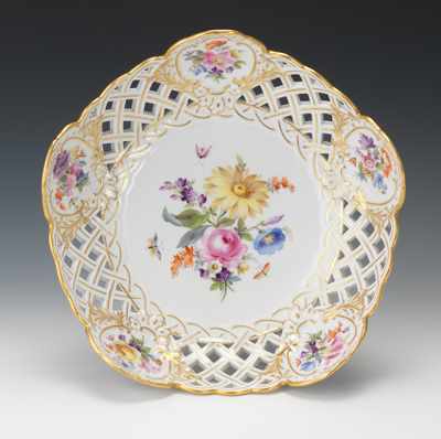 Appraisal: A Meissen Porcelain Pierced Dish Round dish with pierced lattice