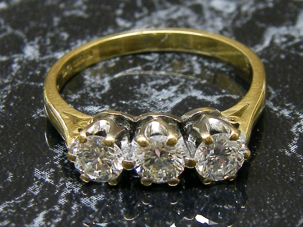 Appraisal: ct claw set diamond three stone ring ct approx size