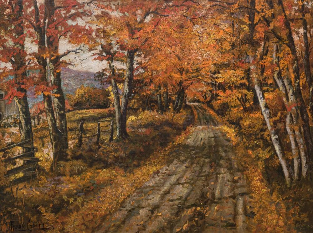 Appraisal: FRANK COBURN American - Trees Along the Road in Fall