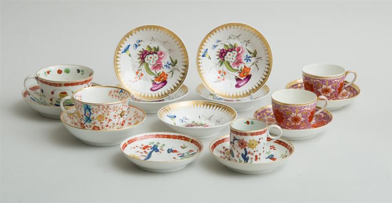 Appraisal: ASSEMBLED GROUP OF THREE ENGLISH PORCELAIN CUPS AND FOUR SAUCERS