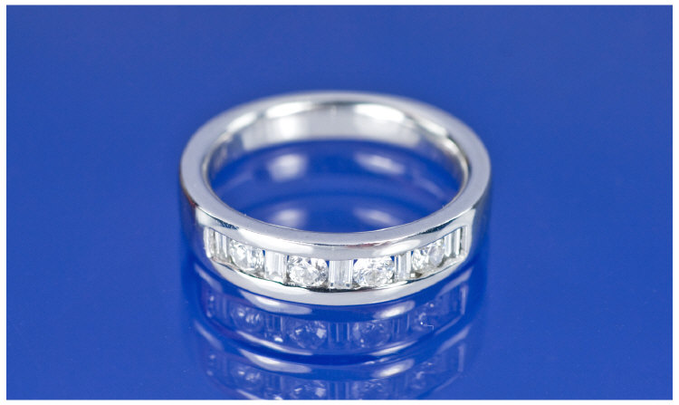 Appraisal: ct White Gold Eternity Ring Set With Alternating Baguette And