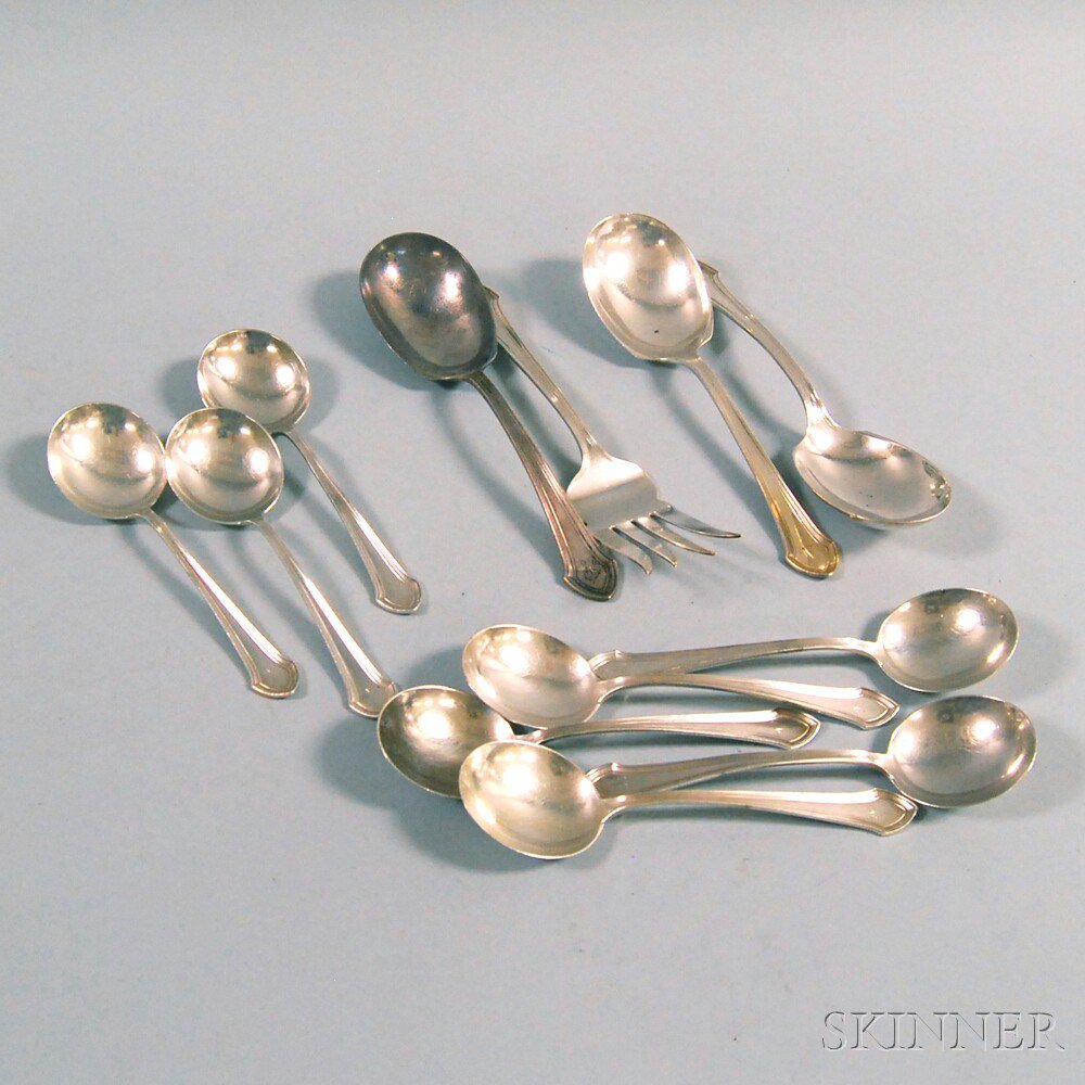 Appraisal: Small Group of Durgin Essex Sterling Silver Flatware eight soupspoons