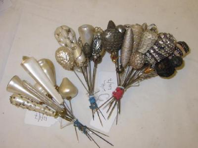 Appraisal: TWENTY ONE FAUX MOTHER OF PEARL HAT PINS and seventeen