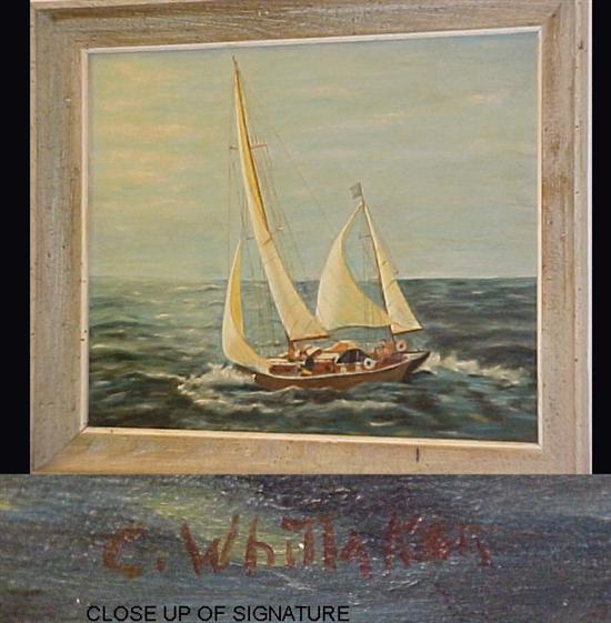 Appraisal: C Whittaker th C oil on canvas marine scene with