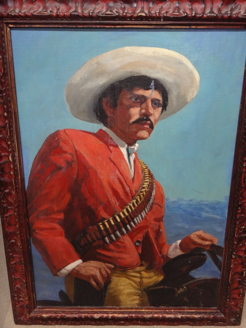 Appraisal: Jennings th century Mexican horseman oil on canvas laid on