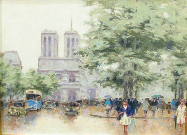 Appraisal: Andr Gisson American - A Parisian Street Scene signed 'Gisson'