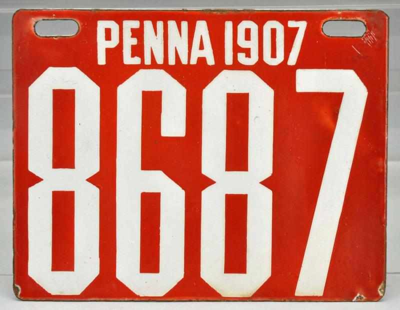 Appraisal: Pennsylvania Porcelain Auto License Plate Great condition with only a