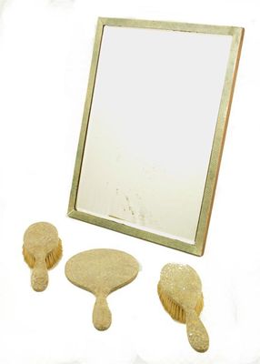 Appraisal: A shagreen frame easel back dressing table mirror with a