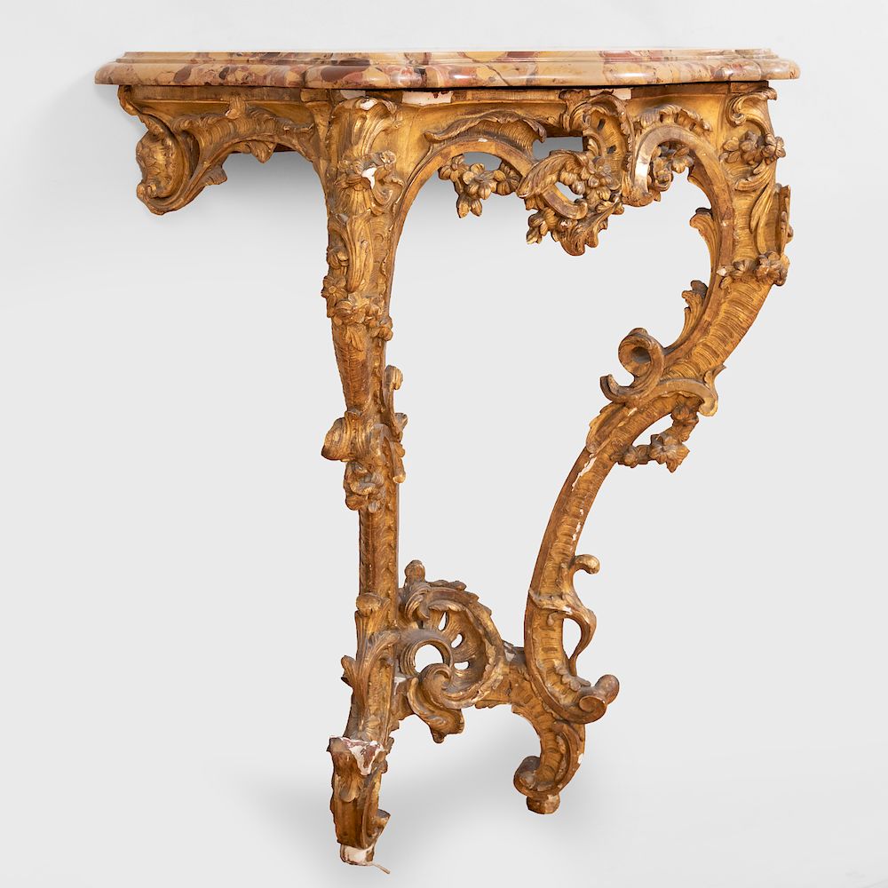 Appraisal: Early Louis XV Carved Giltwood Console Early Louis XV Carved