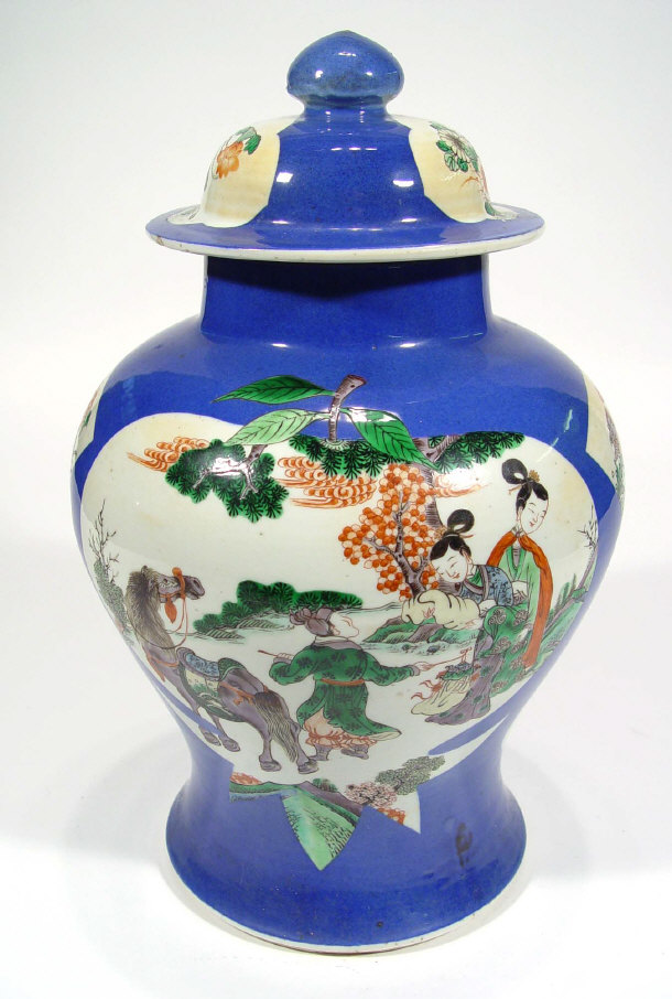 Appraisal: Chinese porcelain baluster vase and cover hand enamelled with panels