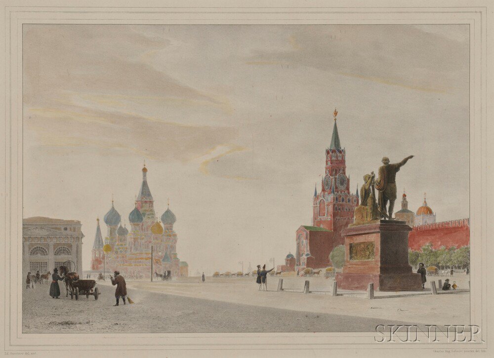 Appraisal: Hand-colored Lithograph of the Kremlin in Moscow th early th